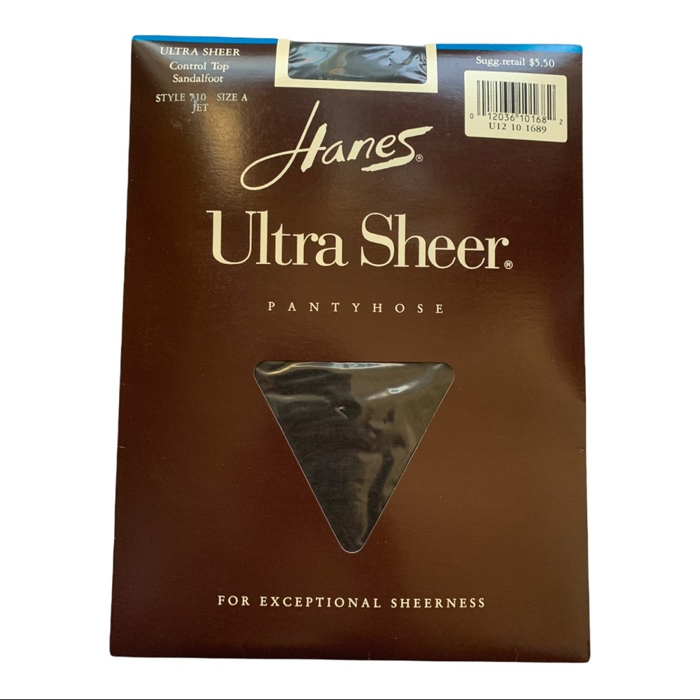 NWT Vintage Hanes Ultra Sheer Control Top Jet Black Pantyhose